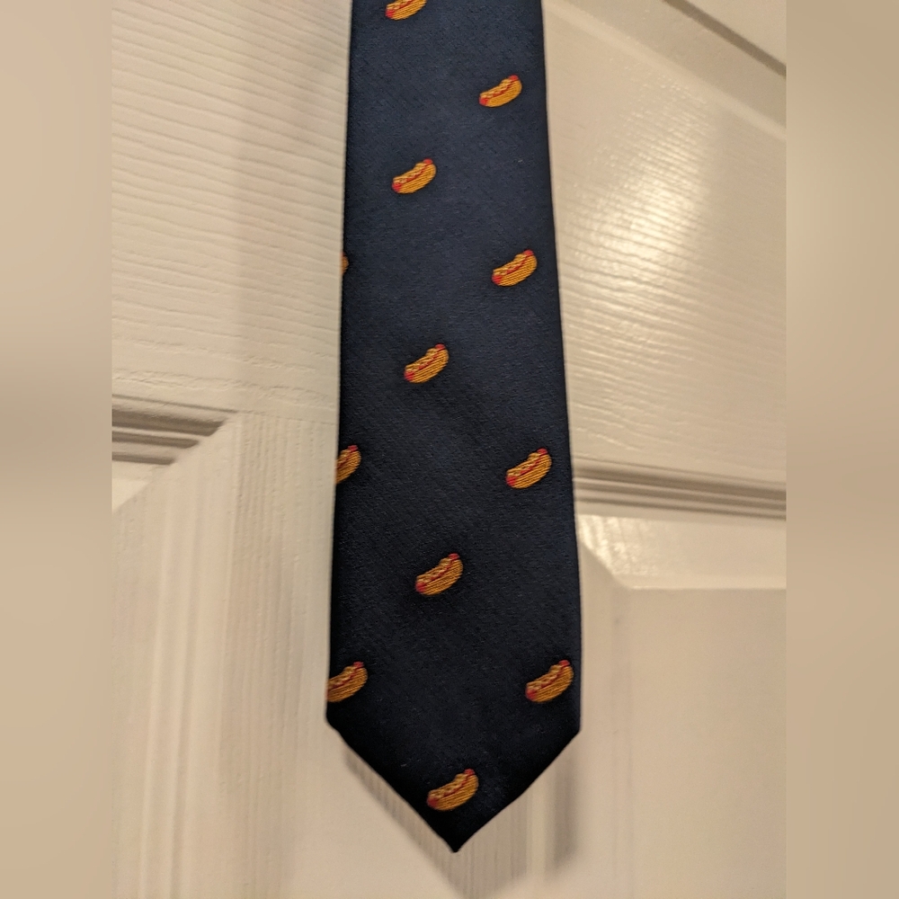 Auscufflinks Navy Blue Tie with Hotdogs